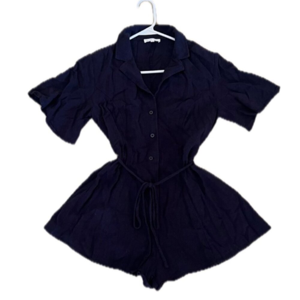 Emory Park Navy Cotton-Linen Romper (S)